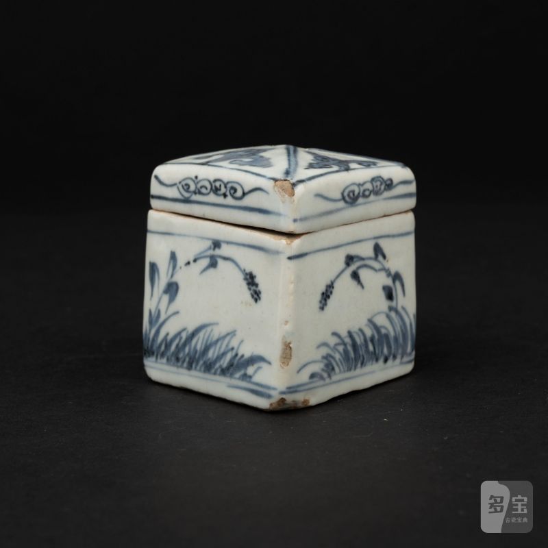    明 古染付菱形香合 - 图5